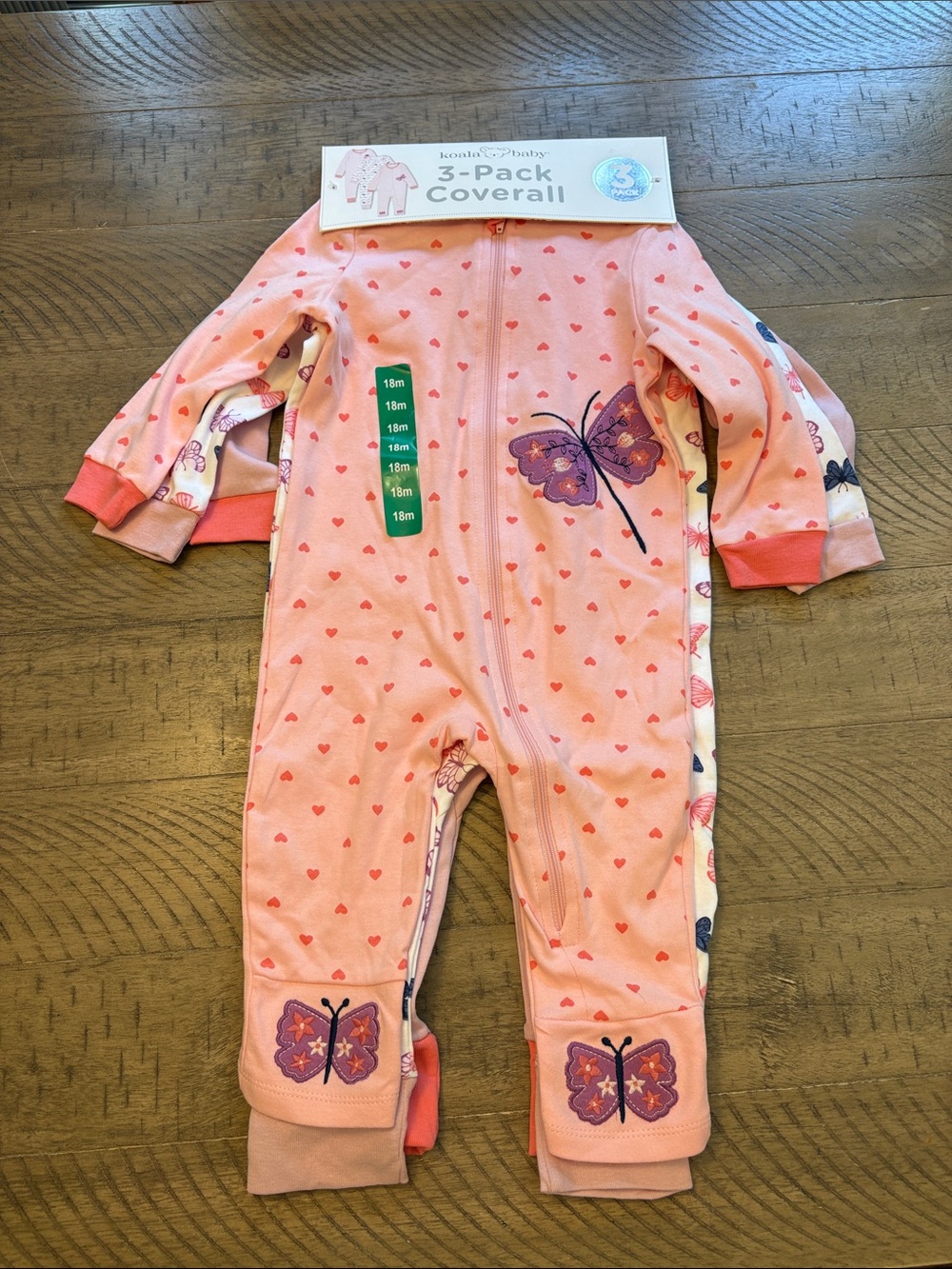 Koala Kids Pink Heart & Purple Butterfly  Coverall